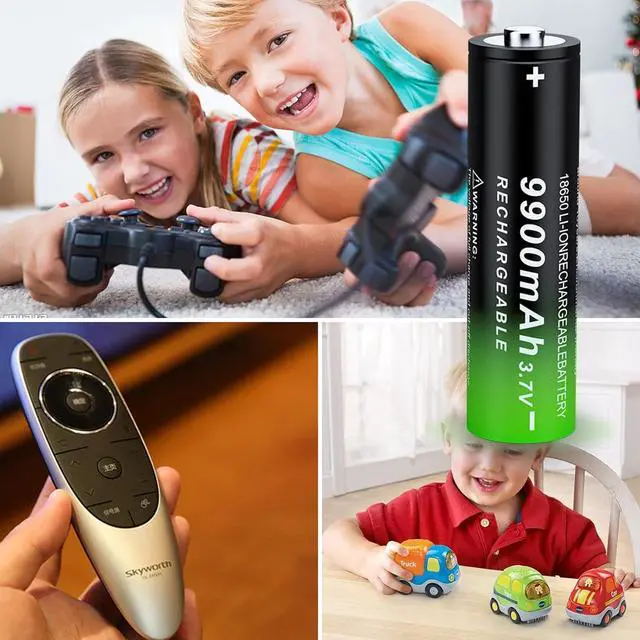 Alt view image 3 of 7 - 4 Pack 18650 Rechargeable Battery 3.7V 9900mAh Button Top Li-ion Batteries for Flashlights, Headlamps