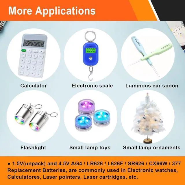 Alt view image 3 of 5 - Button Cell Batteries (L736 & LR626)  30 Count (10 x 3-Pack) 4.5V for Laser Boresighter, Training Cartridge, Toys, LED Flashlight  AG3/LR41/L626F/377/392/384/CX66W Replacement