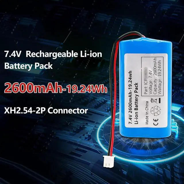 Alt view image 3 of 7 - 7.4V 2600mah-19.24Wh Rechargeable Li-ion Battery Pack, Replacement Batteries with XH2.54-2P Connector, for DIY Electronics Products, Toys, Lighting, Equipment