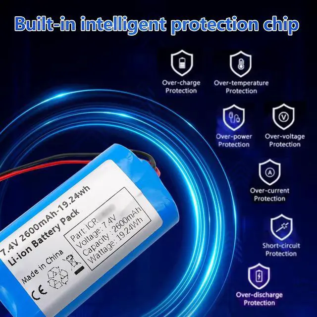 Alt view image 6 of 7 - 7.4V 2600mah-19.24Wh Rechargeable Li-ion Battery Pack, Replacement Batteries with XH2.54-2P Connector, for DIY Electronics Products, Toys, Lighting, Equipment