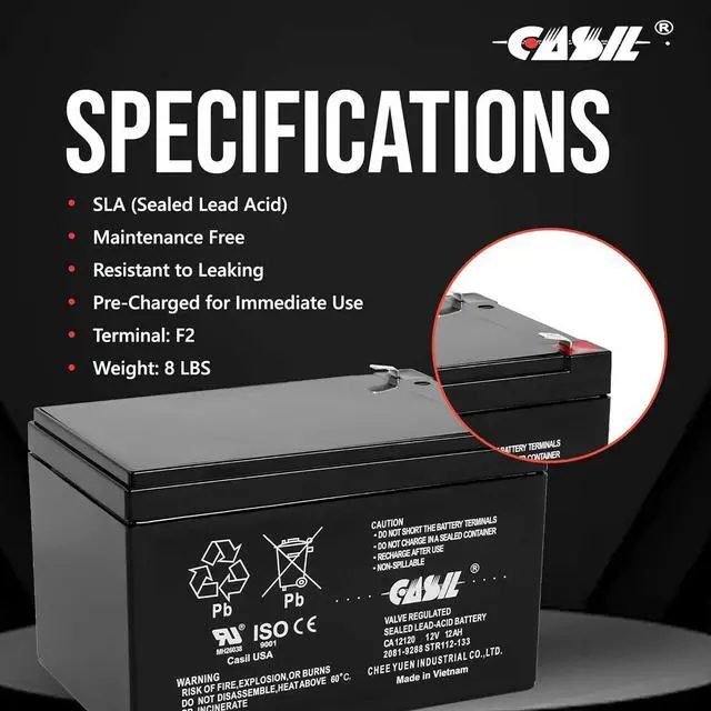 Alt view image 4 of 6 - Casil 12V 12Ah Replacement Battery Compatible with Go-Go Mobility Elite Traveller SC40E SC44E 2 Pack