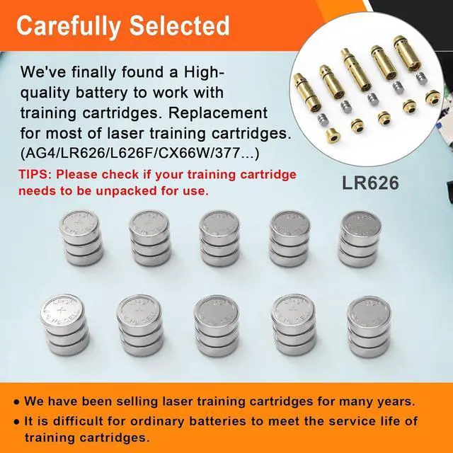 Alt view image 2 of 5 - Button Cell Batteries (L736 & LR626)  30 Count (10 x 3-Pack) 4.5V for Laser Boresighter, Training Cartridge, Toys, LED Flashlight  AG3/LR41/L626F/377/392/384/CX66W Replacement