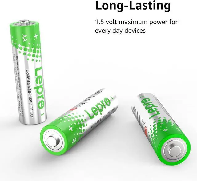 Alt view image 2 of 7 - Lepro AA Batteries 24 Pack (Reclosable Packaging) - 1.5V Alkaline Double A Batteries with 2800mAh Max Long-Lasting Power, Leak-Proof & Corrosion-Resistant, Ideal for Home & Office Devices