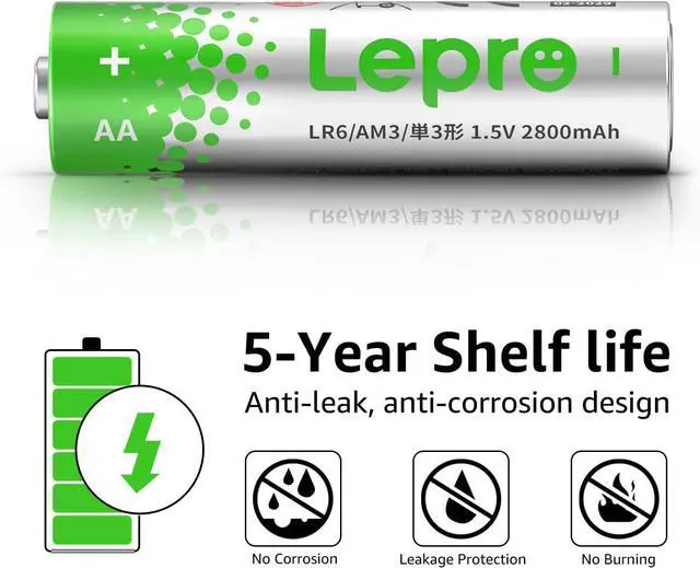 Alt view image 3 of 7 - Lepro AA Batteries 24 Pack (Reclosable Packaging) - 1.5V Alkaline Double A Batteries with 2800mAh Max Long-Lasting Power, Leak-Proof & Corrosion-Resistant, Ideal for Home & Office Devices