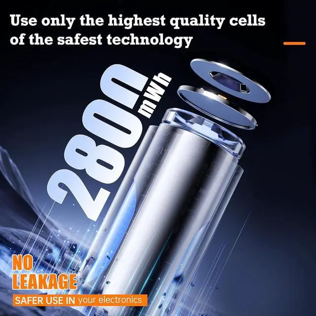 Alt view image 5 of 7 - Rechargeable AA Batteries USB 2800mWh Rechargeable Lithium AA Batteries 1.5V Double A Battery with 4-in-1 USB-C Charging Cable and LED Charge Indicator, 8-Pack