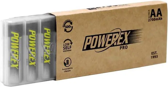 Alt view image 3 of 6 - Powerex PRO High Capacity Rechargeable AA NiMH Batteries (1.2V, 2700mAh) - 8-Pack