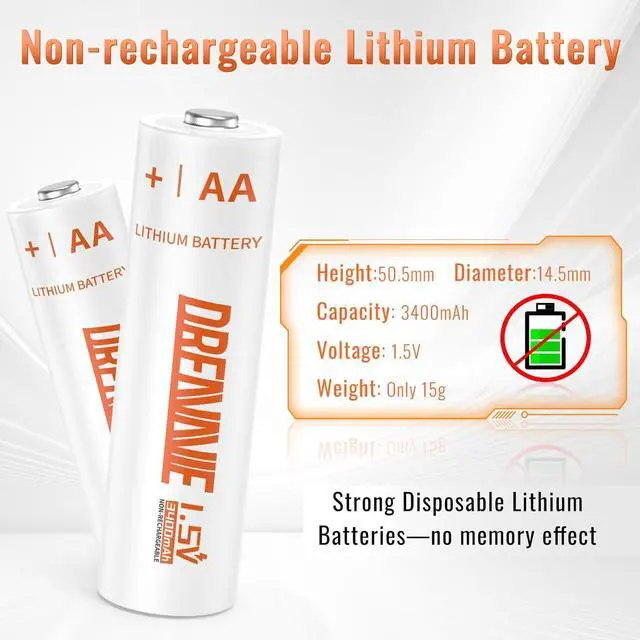 Alt view image 2 of 6 - Lithium Batteries AA [Non-Rechargeable]- 1.5V Double A Premium Lithium AA Batteries for Blink Outdoor,Flashlight,Toys,Other Daily Gadgets[16 Pack/3400mAh]