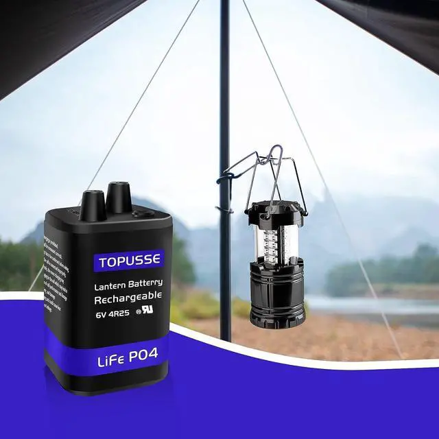 Alt view image 5 of 6 - Rechargeable 6 Volt 4.5AH LiFePO4 Lantern Battery with Charger 1500+ Cycles, 6V Batteries Battery with BMS (Spring Terminals) 2 Pack