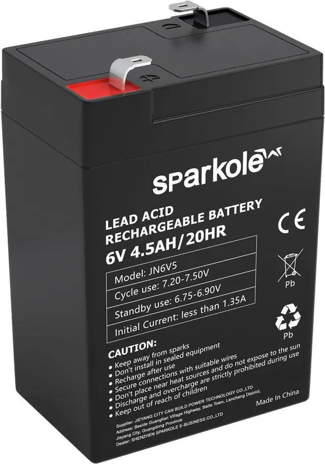 Main image of 6v 4.5ah Battery Sealed Lead Acid Rechargeable Battery, Maintenance Free, for Children's Toy Car/Emergency Lighting/Solar Systems/Scooter/Deer Feeder/Electronic Scales