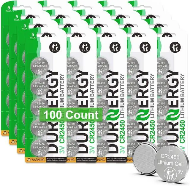 Main image of CR2450 3V Lithium Coin Cell Battery 100 Pack, Button Battery CR2450 Batteries for Flameless Candles