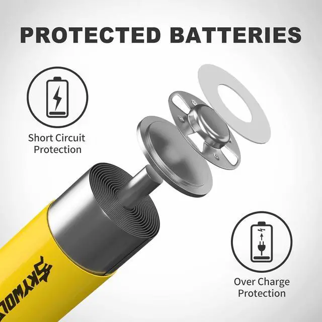 Alt view image 3 of 5 - 8 Pack 18650 Rechargeable Battery 3.7V 5000mAh Button top Li-ion Batteries for Flashlights, Headlamps