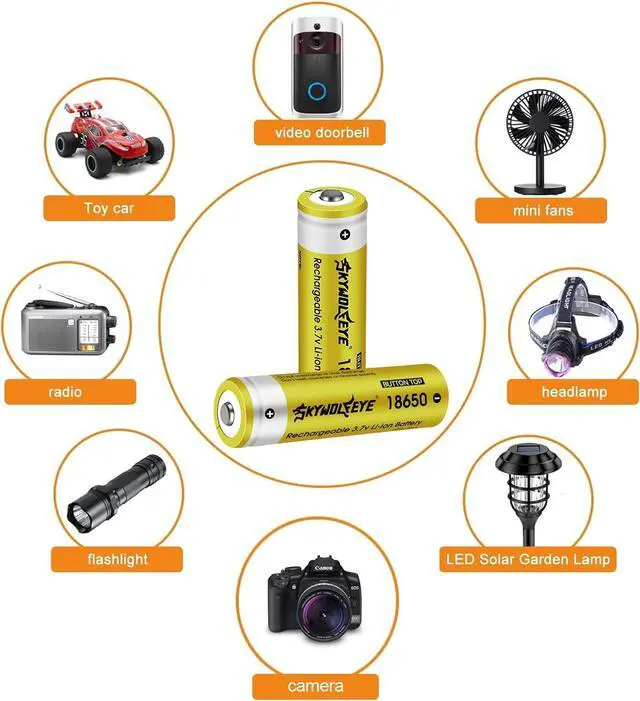 Alt view image 5 of 5 - 8 Pack 18650 Rechargeable Battery 3.7V 5000mAh Button top Li-ion Batteries for Flashlights, Headlamps