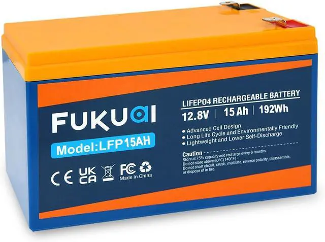 Main image of 12V 15Ah Lithium LiFePO4 Battery, 2000+ Cycles Maintenance-Free Battery for Solar System, Power Wheels, Scooters, Small UPS and More, Built-in 15A BMS