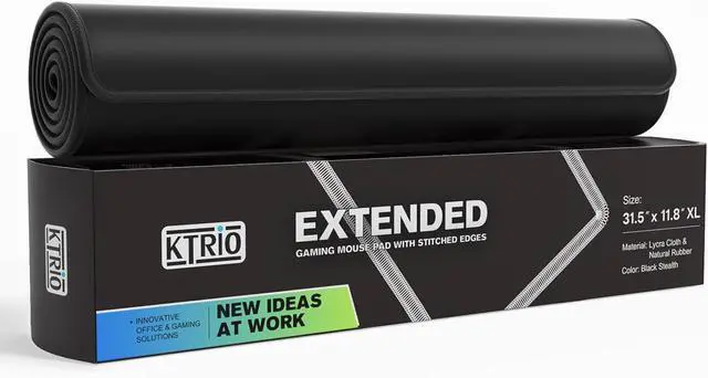 Alt view image 7 of 7 - KTRIO Large Gaming Mouse Pad with Superior Micro-Weave Cloth, Extended Desk Mousepad with Stitched Edges, Non-Slip Base, Water Resist Keyboard Pad for Gamer, Office & Home, 31.5 x 11.8 in, Black