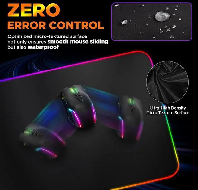 Alt view image 7 of 7 - Gimars RGB Gaming Mouse Pad,15W Wireless Charging Mousepad with 10 Light Modes, Large Mousepad with Premium Smooth Surface, Non-Slip Mouse Mat for Gaming, Desk, PC,Office, 31.5x11.8x0.16inch