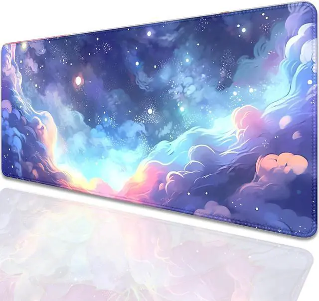 Alt view image 2 of 7 - Stars Sky Dark Blue Cosmos Mouse Pad Desk Mat,Large Extended Gaming Mouse Pad with Stitched Edges,Non-Slip Waterproof Rubber Base for Office,Computer,Keyboard,Laptop and Home Desk Pad(27.5X11.8 in)