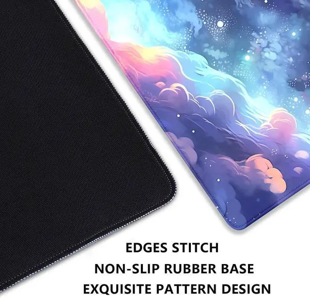 Alt view image 5 of 7 - Stars Sky Dark Blue Cosmos Mouse Pad Desk Mat,Large Extended Gaming Mouse Pad with Stitched Edges,Non-Slip Waterproof Rubber Base for Office,Computer,Keyboard,Laptop and Home Desk Pad(27.5X11.8 in)