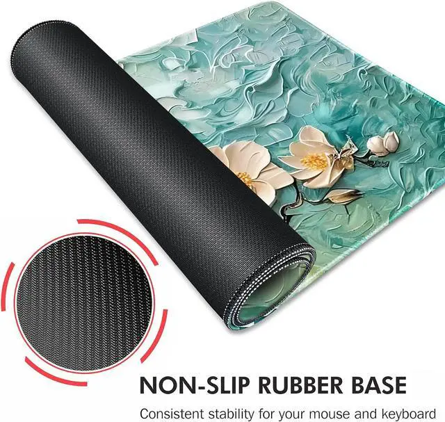Alt view image 4 of 6 - Galdas Gaming Mouse Pad XXL XL Large Long Extended Big Mousepad Non-Slip Rubber Keyboard Desk Pad with Stitched Edges for Laptop Home Office (31.5x11.8x0.08 Inch)  (Painting Flowers)