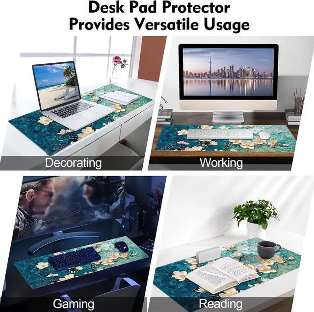 Alt view image 6 of 6 - Galdas Gaming Mouse Pad XXL XL Large Long Extended Big Mousepad Non-Slip Rubber Keyboard Desk Pad with Stitched Edges for Laptop Home Office (31.5x11.8x0.08 Inch)  (Painting Flowers)