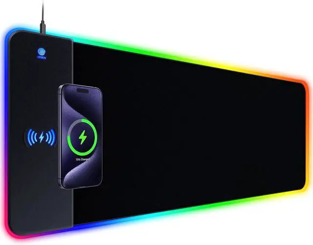 Main image of RGB Gaming Mouse Pad With 15W Wireless Charging, Extra Large LED Mousepad, 14 Light Modes, XXL Size, Ergonomic Computer Pad, Non-Slip Rubber Base for Laptop, Gifts for Gamer/Men