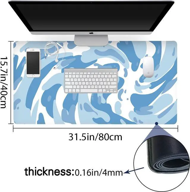 Alt view image 2 of 7 - Fluid Pattern XXL Mouse Pad,Super Thick Waterproof Fluid Pattern Large Gaming Mousepad with Stitched Edge,Mouse Computer Desk Accessories,Non-Slip Base Mouse Keyboard Mat 800X400X4mm