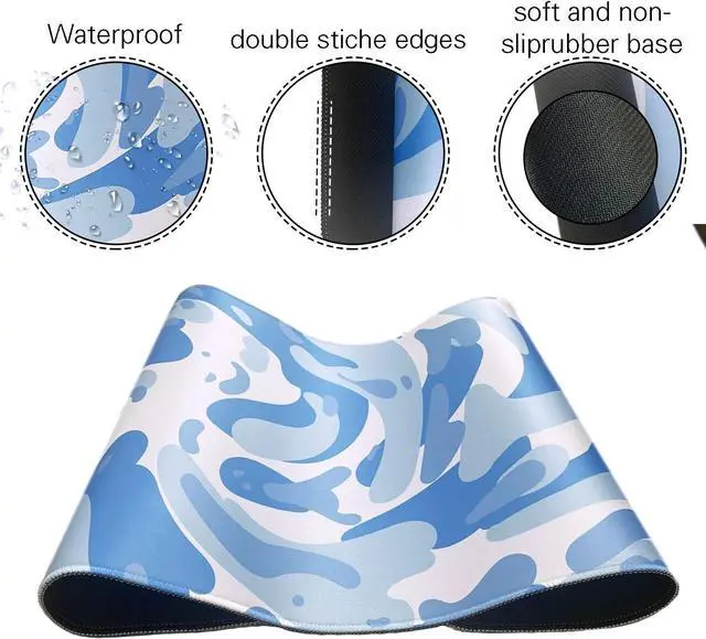 Alt view image 3 of 7 - Fluid Pattern XXL Mouse Pad,Super Thick Waterproof Fluid Pattern Large Gaming Mousepad with Stitched Edge,Mouse Computer Desk Accessories,Non-Slip Base Mouse Keyboard Mat 800X400X4mm