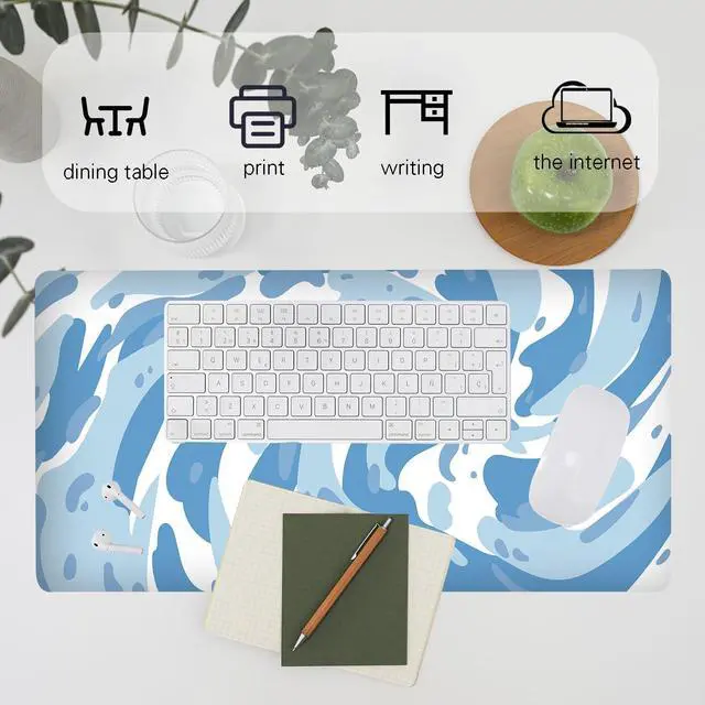 Alt view image 4 of 7 - Fluid Pattern XXL Mouse Pad,Super Thick Waterproof Fluid Pattern Large Gaming Mousepad with Stitched Edge,Mouse Computer Desk Accessories,Non-Slip Base Mouse Keyboard Mat 800X400X4mm