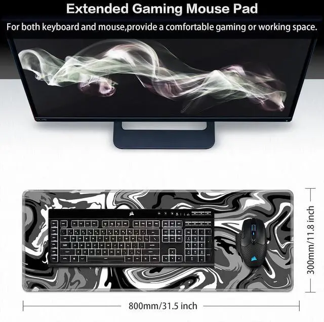 Alt view image 2 of 7 - Canjoy Gaming Mouse Pad, Fluid Pattern Mouse Pad 31.5x11.8inch Large Extended Computer Mouse Mat Keyboard Full Desk Mousepad for Gaming, Office, Home
