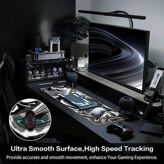 Alt view image 3 of 7 - Canjoy Gaming Mouse Pad, Fluid Pattern Mouse Pad 31.5x11.8inch Large Extended Computer Mouse Mat Keyboard Full Desk Mousepad for Gaming, Office, Home