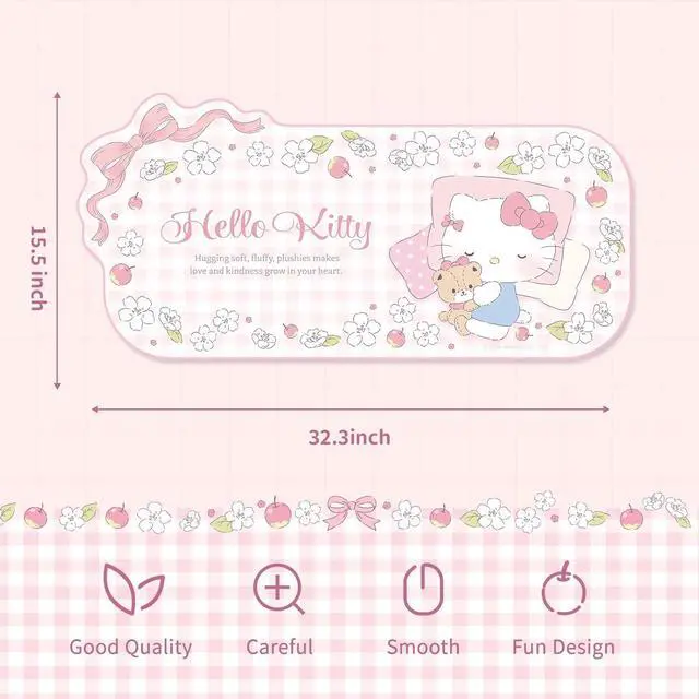 Alt view image 2 of 7 - Kawaii Anime Mouse Pad - Cute Gaming Desk Mat With Bowknot Edge, Non-Slip Waterproof for Keyboard, Large Extended for Office Gaming - FlowerCat
