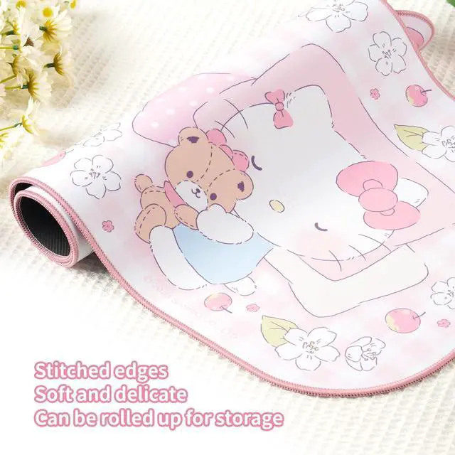 Alt view image 4 of 7 - Kawaii Anime Mouse Pad - Cute Gaming Desk Mat With Bowknot Edge, Non-Slip Waterproof for Keyboard, Large Extended for Office Gaming - FlowerCat