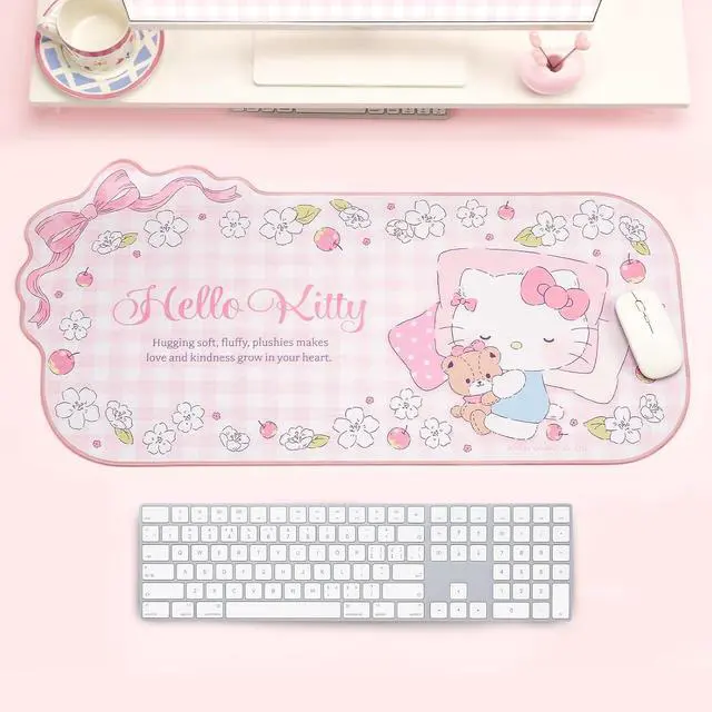 Alt view image 5 of 7 - Kawaii Anime Mouse Pad - Cute Gaming Desk Mat With Bowknot Edge, Non-Slip Waterproof for Keyboard, Large Extended for Office Gaming - FlowerCat