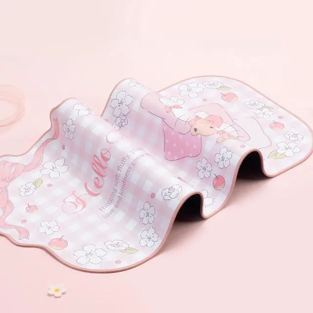 Alt view image 6 of 7 - Kawaii Anime Mouse Pad - Cute Gaming Desk Mat With Bowknot Edge, Non-Slip Waterproof for Keyboard, Large Extended for Office Gaming - FlowerCat