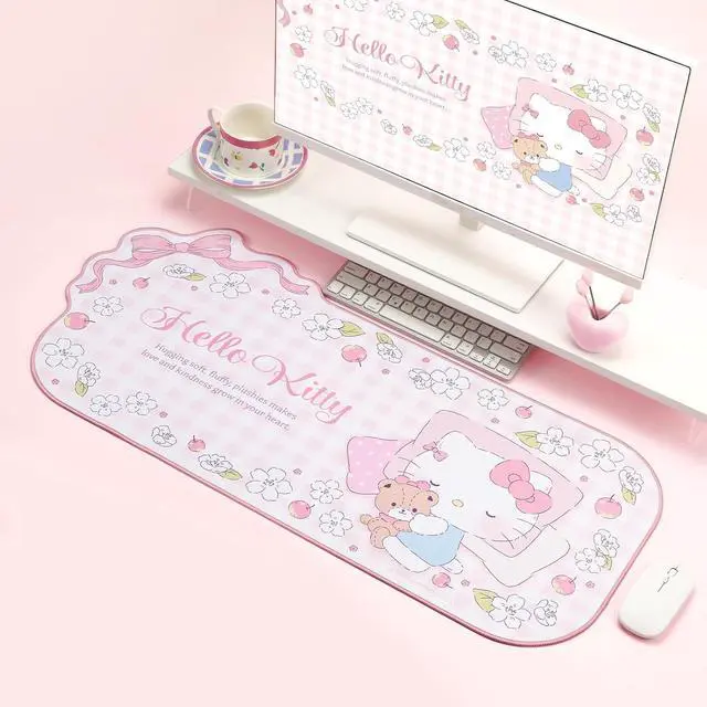 Alt view image 7 of 7 - Kawaii Anime Mouse Pad - Cute Gaming Desk Mat With Bowknot Edge, Non-Slip Waterproof for Keyboard, Large Extended for Office Gaming - FlowerCat
