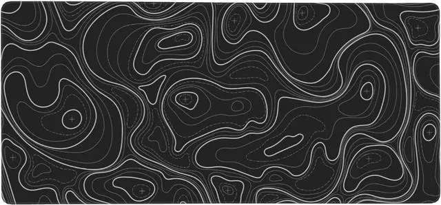Main image of Large Gaming Mouse Pad Black Topographic Contour Mouse Pad with Stitched Edges & Nonslip Rubber Base Extended XXL Long Mousepad Big Desk Mat for Company Office Work, 35.4 x 15.7 in
