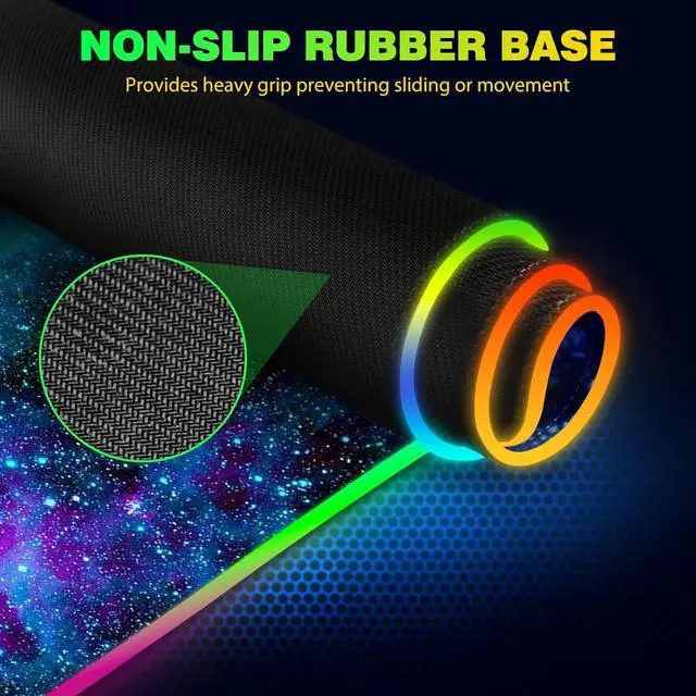 Alt view image 6 of 7 - AIMSA Wireless Charging RGB Gaming Mouse Pad 15W, Extended LED Desk Mat Protector 800x300x4MM, 14 Light Modes Extra Large Mousepad Non-Slip Rubber Base Desk Mat, Galaxy Nebula Universe
