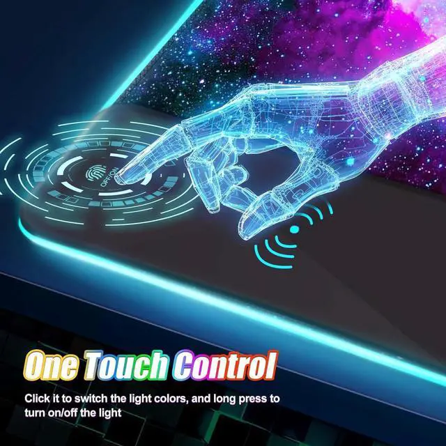 Alt view image 4 of 7 - ToLuLu Wireless Charging RGB Gaming Mouse Pad, 15W LED Mouse Mat with 30W Charger, 14 Light Modes Large Mousepad with Wrist Support, Non-Slip Rubber Base Desk Mat Computer Keyboard Pad, Galaxy Nebula