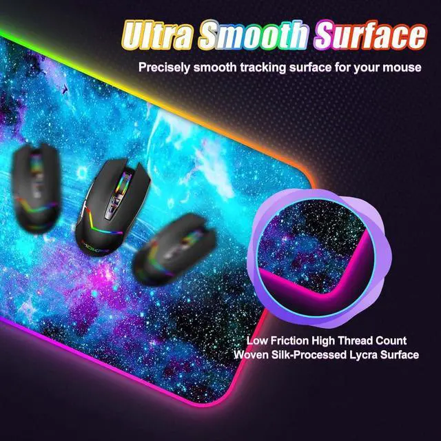 Alt view image 6 of 7 - ToLuLu Wireless Charging RGB Gaming Mouse Pad, 15W LED Mouse Mat with 30W Charger, 14 Light Modes Large Mousepad with Wrist Support, Non-Slip Rubber Base Desk Mat Computer Keyboard Pad, Galaxy Nebula
