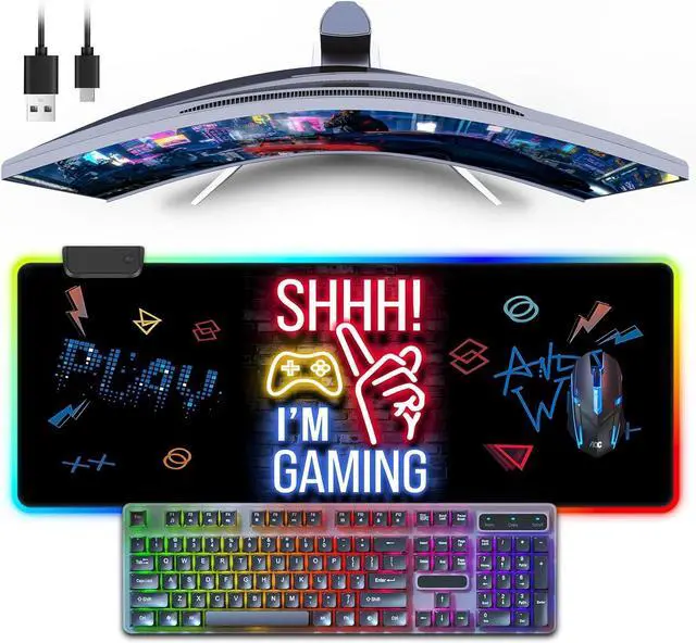 Main image of RGB Gaming Mouse Pad, Large Mousepad with Led Light 13 Light Modes Touch Control Extended Soft Computer Keyboard Mat Pad, Desk Mat with Non-Slip Rubber Base for MacBook, PC & Laptop(31.5X11.8)