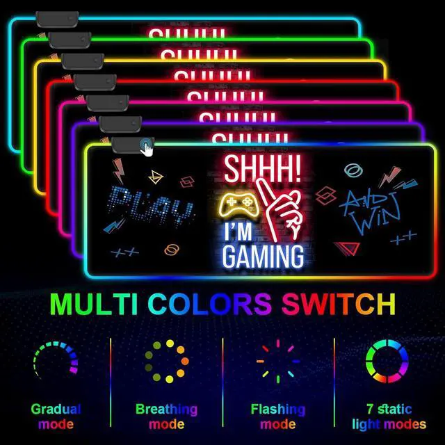 Alt view image 3 of 7 - RGB Gaming Mouse Pad, Large Mousepad with Led Light 13 Light Modes Touch Control Extended Soft Computer Keyboard Mat Pad, Desk Mat with Non-Slip Rubber Base for MacBook, PC & Laptop(31.5X11.8)