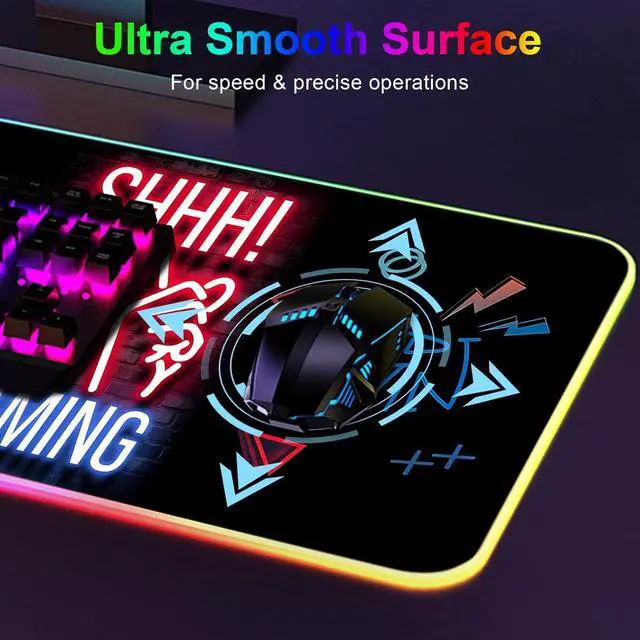 Alt view image 5 of 7 - RGB Gaming Mouse Pad, Large Mousepad with Led Light 13 Light Modes Touch Control Extended Soft Computer Keyboard Mat Pad, Desk Mat with Non-Slip Rubber Base for MacBook, PC & Laptop(31.5X11.8)