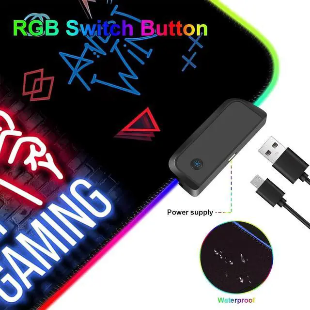 Alt view image 6 of 7 - RGB Gaming Mouse Pad, Large Mousepad with Led Light 13 Light Modes Touch Control Extended Soft Computer Keyboard Mat Pad, Desk Mat with Non-Slip Rubber Base for MacBook, PC & Laptop(31.5X11.8)