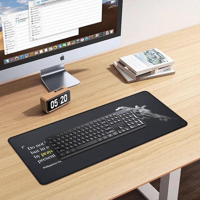 Alt view image 7 of 7 - Bible Verses Extended Mouse Pad (31.5 x 11.8/800 x 300 mm) - Philippians 4:6 Do Not Be Anxious About Anything - XL Gaming Mat with Anti-Fray Cloth and Non-Slip Base