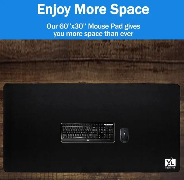 Alt view image 6 of 7 - Big Desk Mouse Pad Extra Large for Gaming(60'' x 30'') - Super Thick Giant Mousepad for Full Desk with Rubber Base (Black, 4XL)