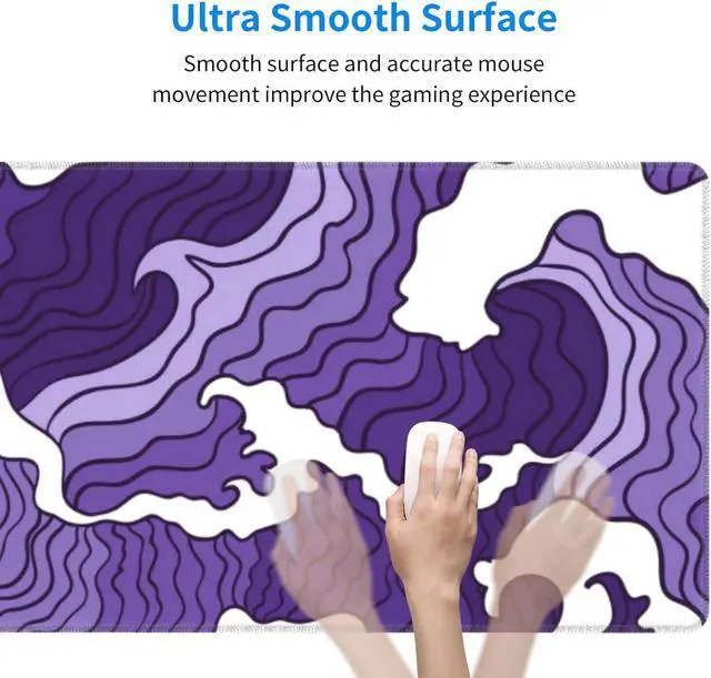 Alt view image 6 of 7 - Japanese Purple Wave Large Mouse Pad XL Extended Gaming Mouse Pad Mat Desk Pad with Stitched Edge,Full Desk Mousepad for Office,Computer,Keyboard 31.5 X 11.8 Inch (Japanese Purple White Wave)