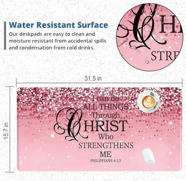 Alt view image 4 of 7 - Large Pink Desk Mat Extended Mouse Pad, Cute Mousepad Desk Pad,Waterproof Durable Non-Slip Rubber Base Gaming Mousepad Desk Mat for Office/Home/Desktop,Pink Mouse Pad for Women