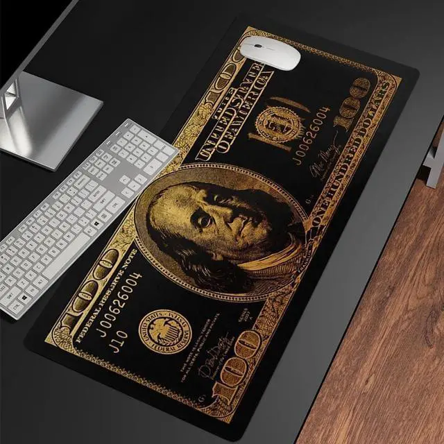 Alt view image 3 of 6 - Black Money Rectangle Mouse Pad Non Slip Rubber Base Cool Funny US Dollar Full Desk Mouse Pad 100 Dollar Bills Gaming Keyboard and Mouse Pad for Laptop Computer Office Home Desk 31.5x15.7