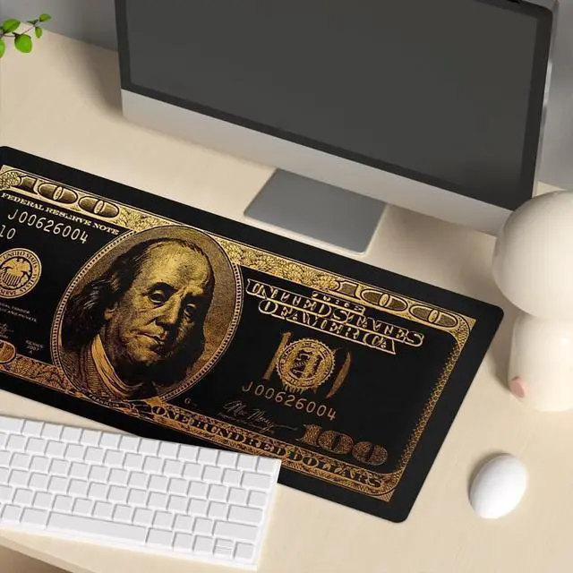 Alt view image 4 of 6 - Black Money Rectangle Mouse Pad Non Slip Rubber Base Cool Funny US Dollar Full Desk Mouse Pad 100 Dollar Bills Gaming Keyboard and Mouse Pad for Laptop Computer Office Home Desk 31.5x15.7