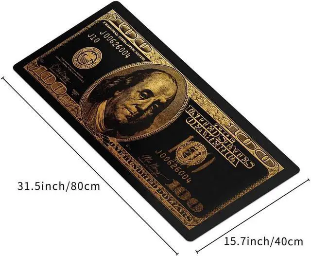 Alt view image 5 of 6 - Black Money Rectangle Mouse Pad Non Slip Rubber Base Cool Funny US Dollar Full Desk Mouse Pad 100 Dollar Bills Gaming Keyboard and Mouse Pad for Laptop Computer Office Home Desk 31.5x15.7