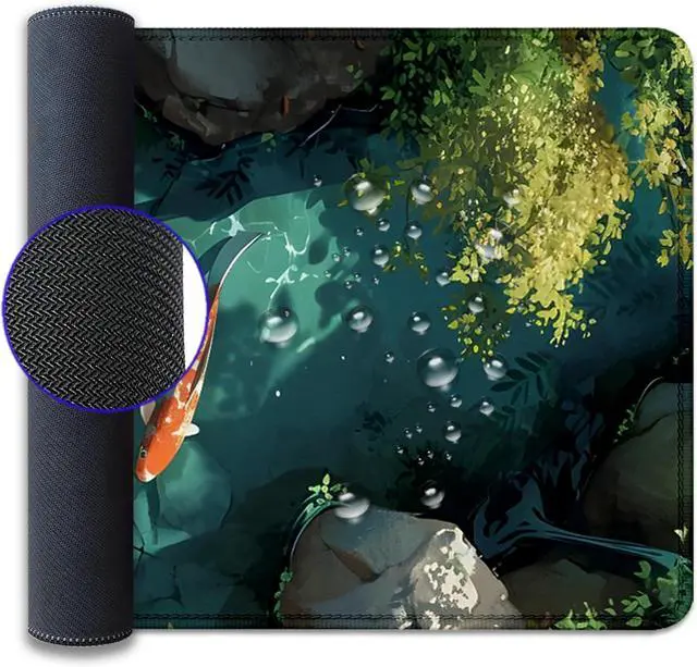 Alt view image 7 of 7 - Japanese Koi Carp Fish Desk Pad Mouse Pad,Large Gaming Mouse Mat with Stitched Edges,Non-Slip Rubber Base Mous Mat for Office,Computer,Keyboard,Laptop and Home Desk Pad(27.5X11.8 in)